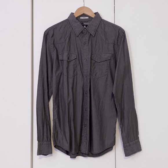 EXPRESS Button Down Shirt, Gunmetal, Size Large - Picture 1 of 9
